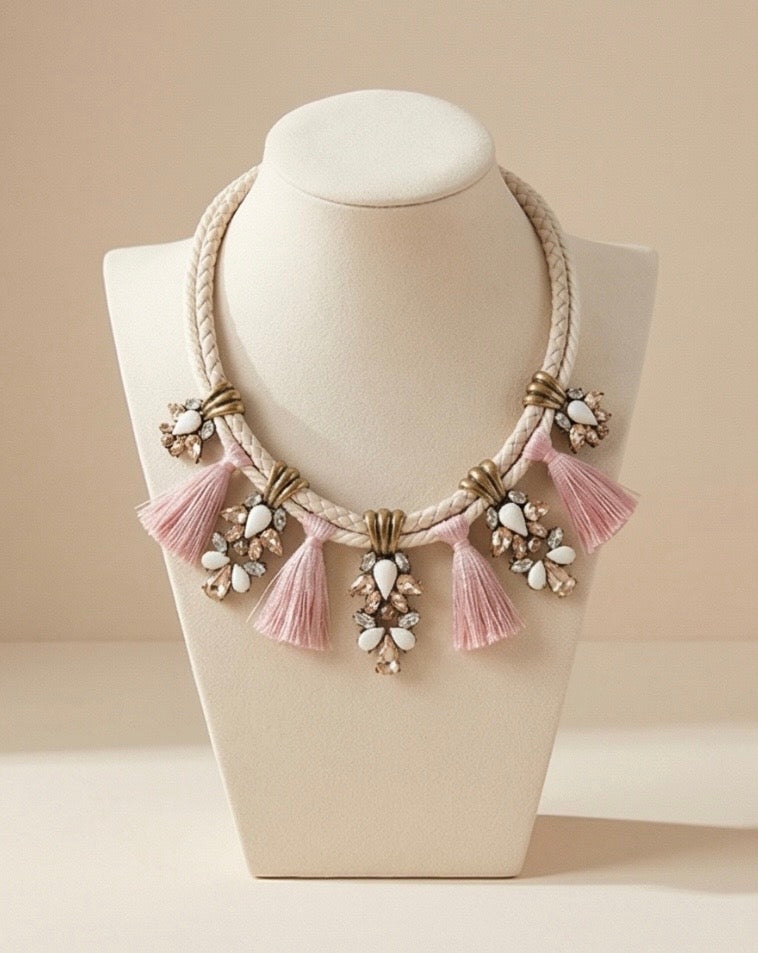 BaubleBar Pink Bib Statement Necklace