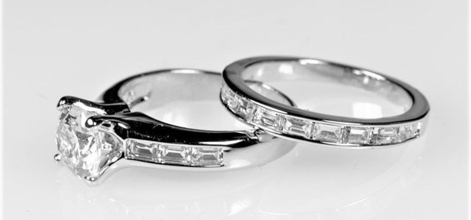 White Gold Rhodium Plated Cubic Zirconia Wedding Ring