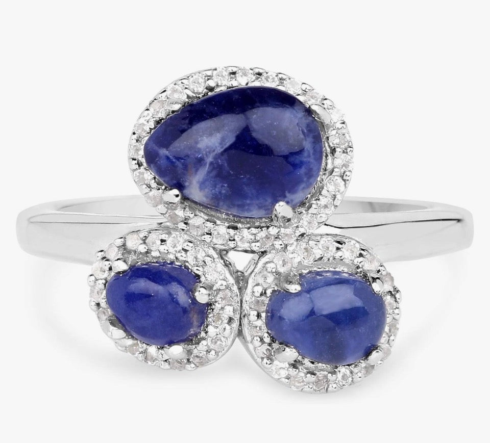 Sterling Silver Blue Aventurine and Topaz Ring