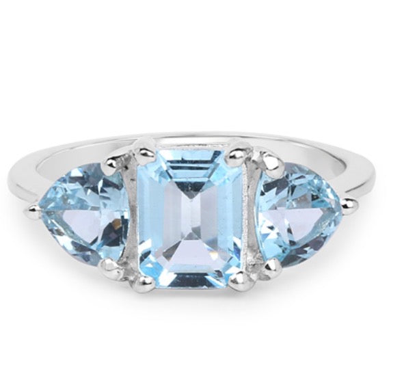 White Gold Rhodium Over Sterling Silver Topaz Size Ring