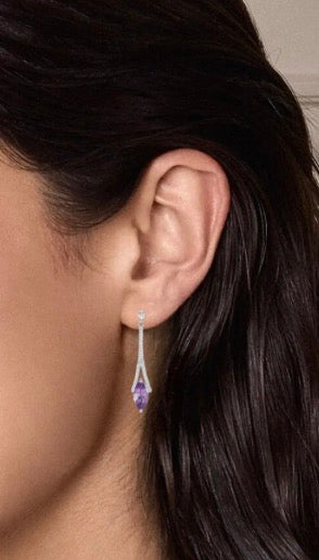 Sterling Silver 1.06 CTW Amethyst Earrings