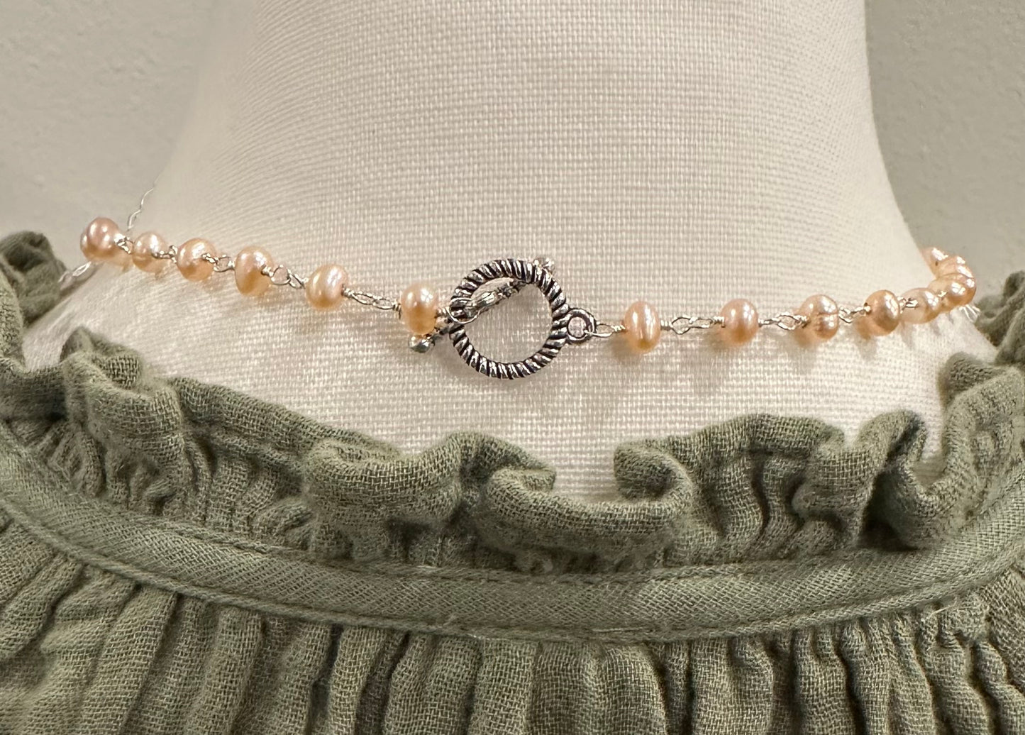 Womens Sterling Silver Plated Cultured Freshwater Pink Pearl Necklace