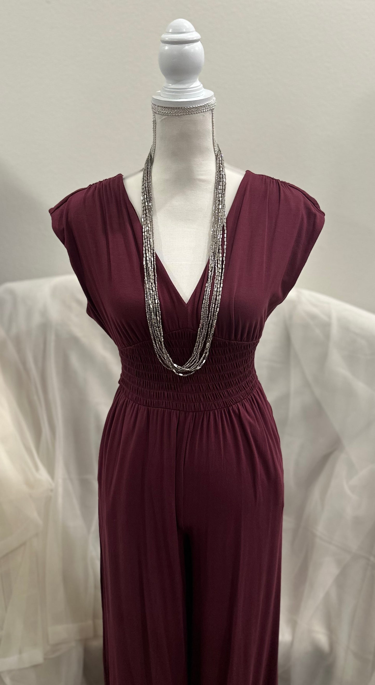 Silver Beaded Long Necklace