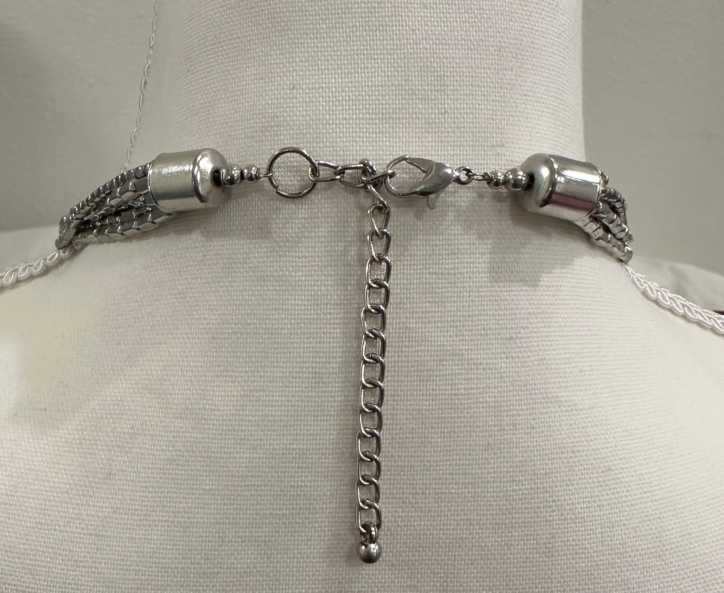 Silver Beaded Long Necklace
