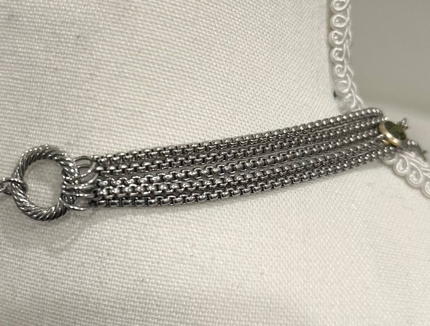 Multi Color CZ Crystal Silver Tone Choker Necklace