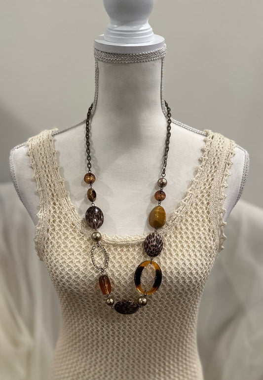 Brown and Amber Statement Necklace