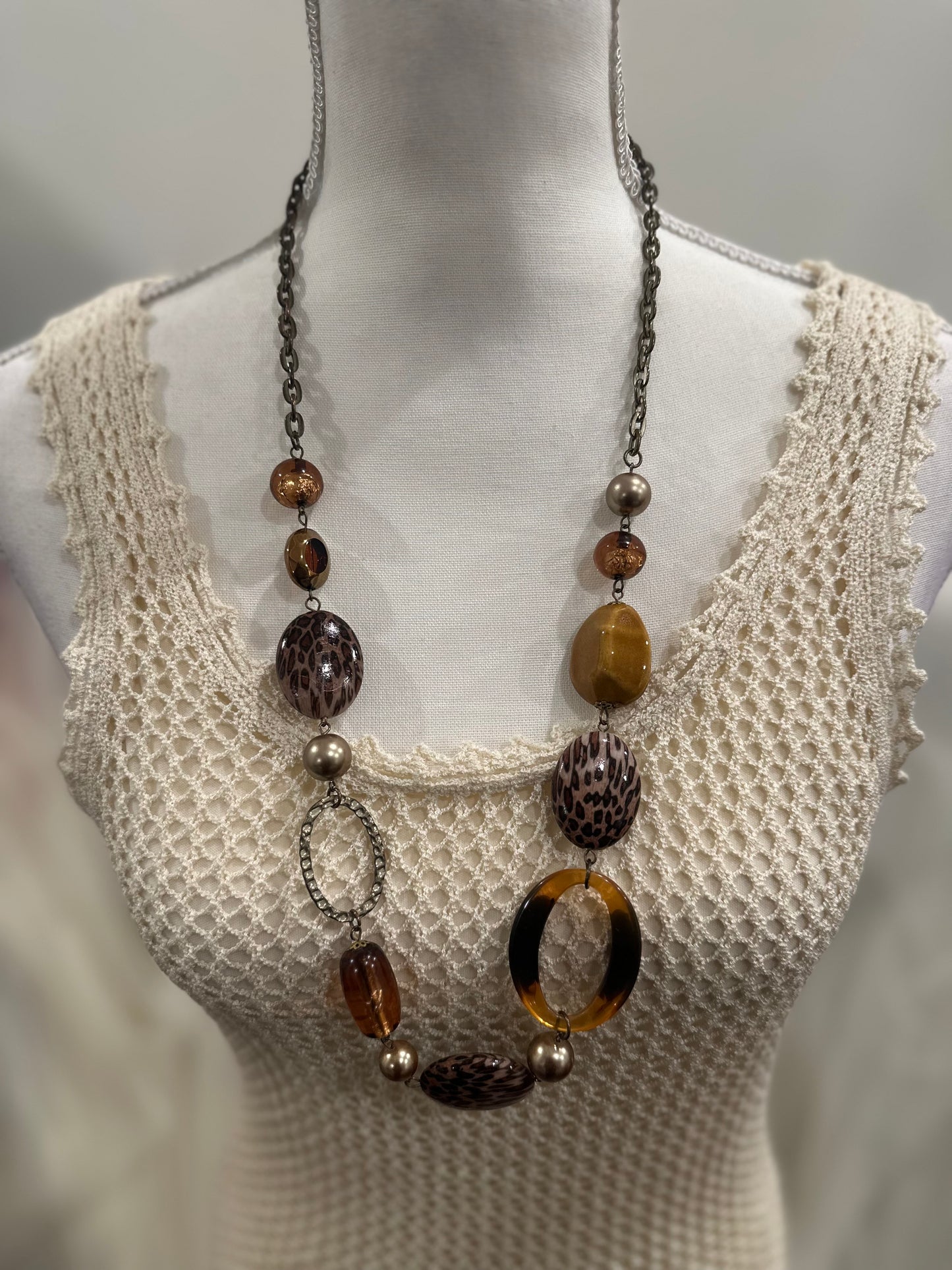 Brown and Amber Statement Necklace