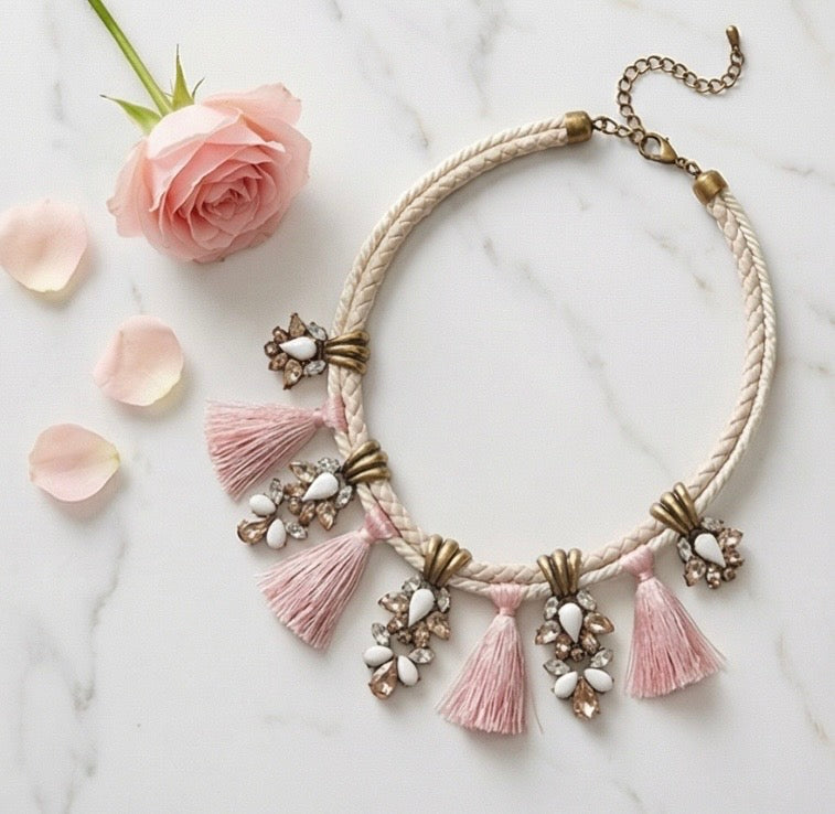 BaubleBar Pink Bib Statement Necklace