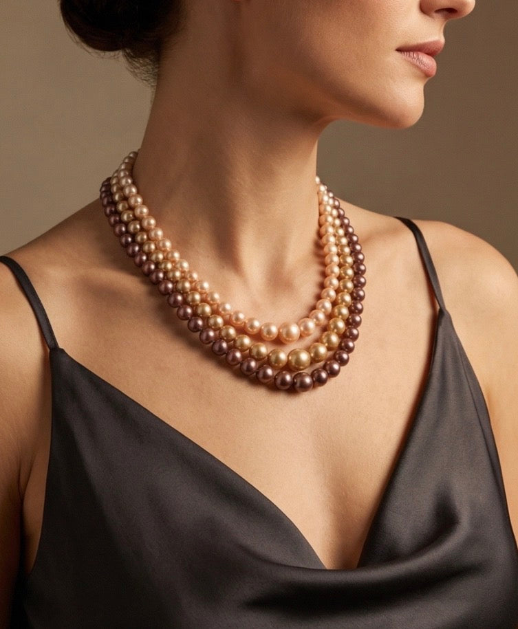 3 Strand Vintage Faux Pearl Necklace