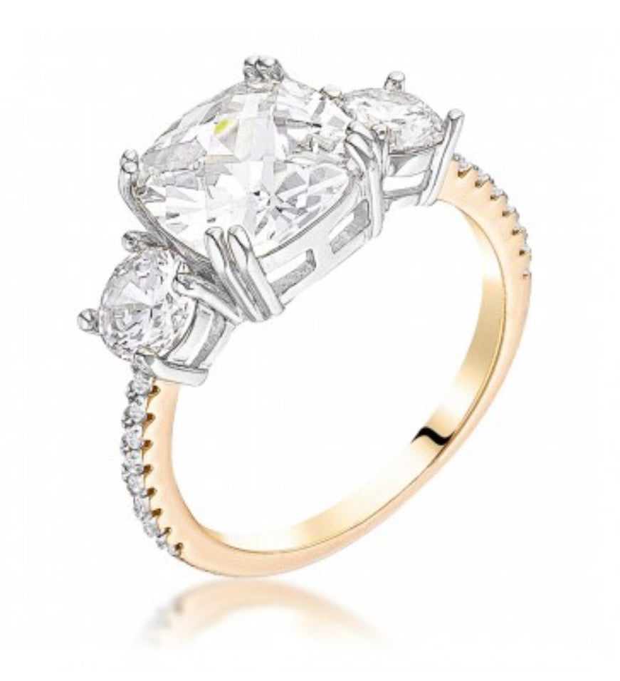18K Two-Toned Gold Modern Elegance Cubic Zirconia Ring