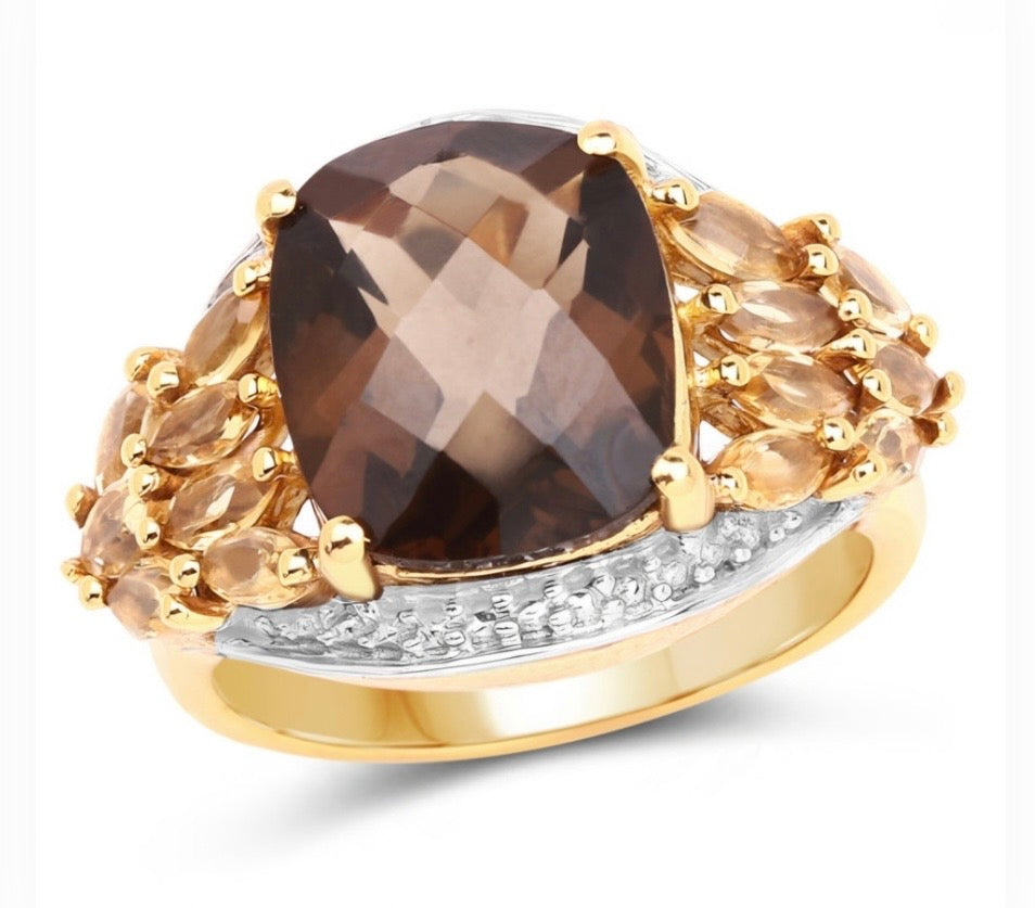 14K Yellow Gold Plated 1.4 CTW Citrine and 4.7 CTW Topaz