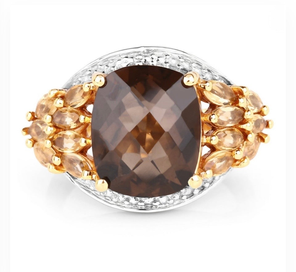 14K Yellow Gold Plated 1.4 CTW Citrine and 4.7 CTW Topaz