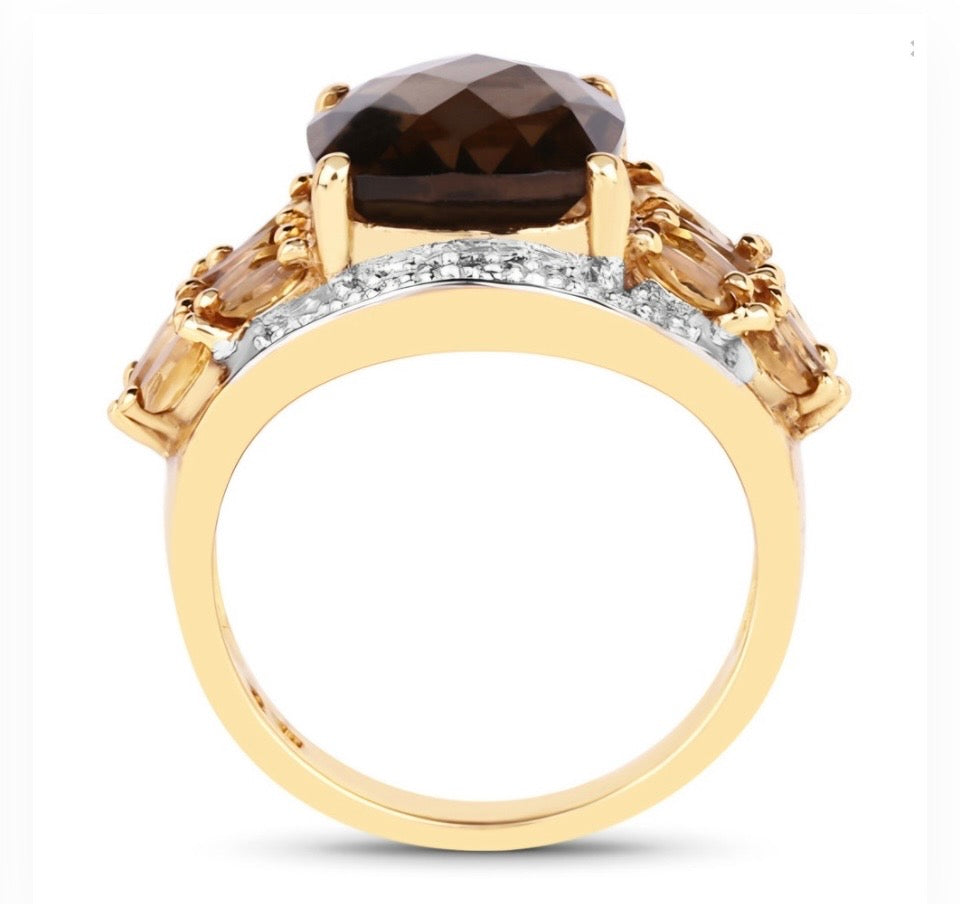 14K Yellow Gold Plated 1.4 CTW Citrine and 4.7 CTW Topaz