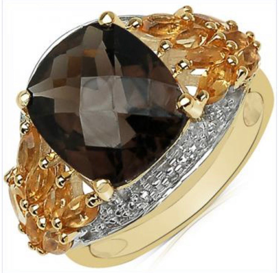 14K Yellow Gold Plated 1.4 CTW Citrine and 4.7 CTW Topaz
