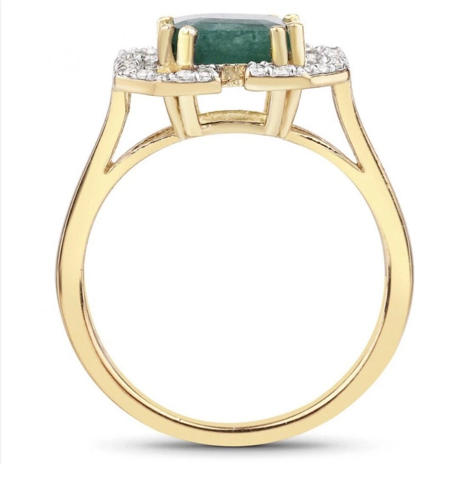2.55 CARAT DYED EMERALD AND WHITE TOPAZ.925 STERLING SILVER RING