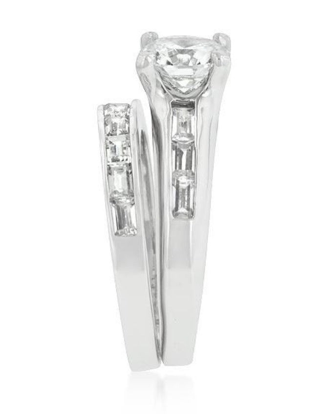 White Gold Rhodium Plated Cubic Zirconia Wedding Ring