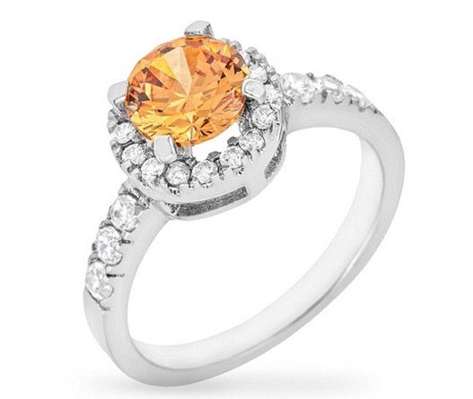 Champagne Crown Ring Micro-Pave Cubic Zirconia Ring