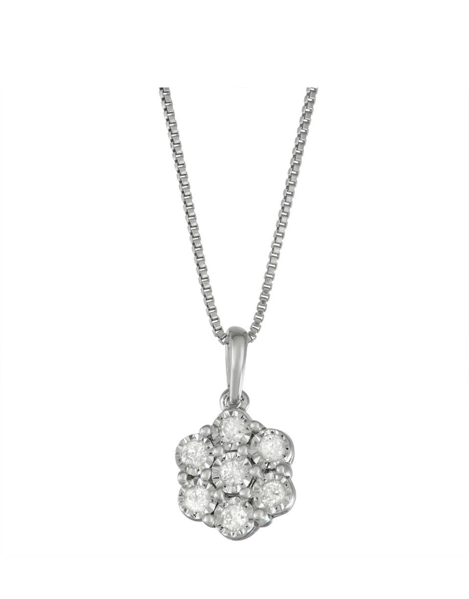 14K White Gold Over Sterling Silver 0.50 CTW Diamond Earrings and Necklace Set