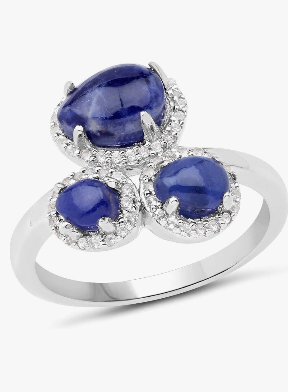 Sterling Silver Blue Aventurine and Topaz Ring