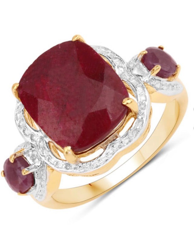 14K Yellow Gold Over Sterling Silver Ruby Ring