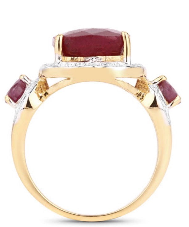 14K Yellow Gold Over Sterling Silver Ruby Ring