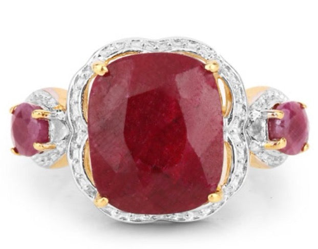 14K Yellow Gold Over Sterling Silver Ruby Ring
