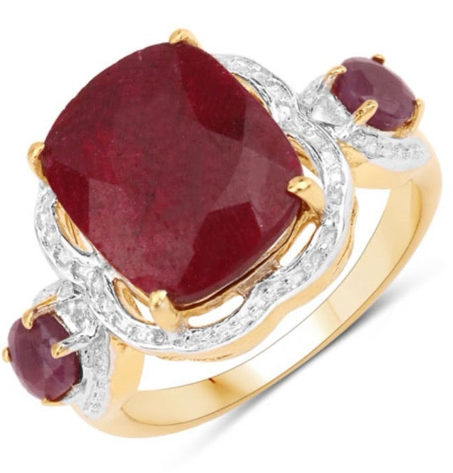 14K Yellow Gold Over Sterling Silver Ruby Ring