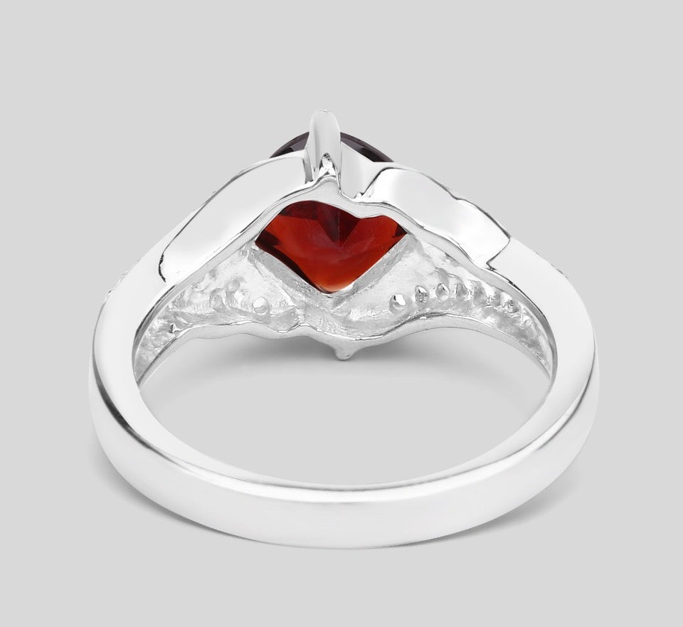 Ladies Sterling Silver Garnet and Topaz Ring