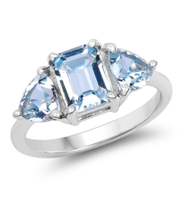 White Gold Rhodium Over Sterling Silver Topaz Size Ring