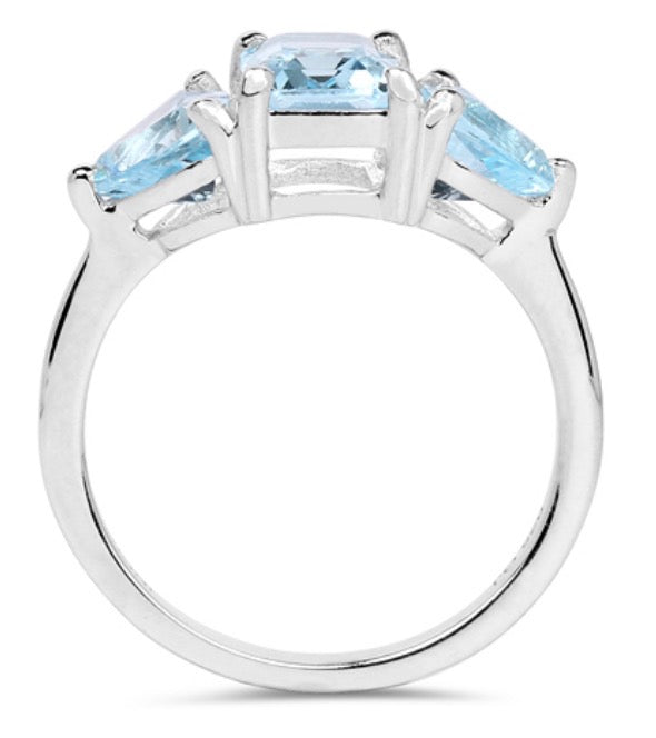 White Gold Rhodium Over Sterling Silver Topaz Size Ring