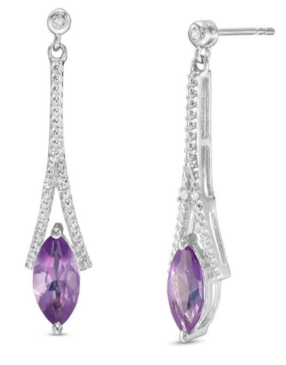 Sterling Silver 1.06 CTW Amethyst Earrings
