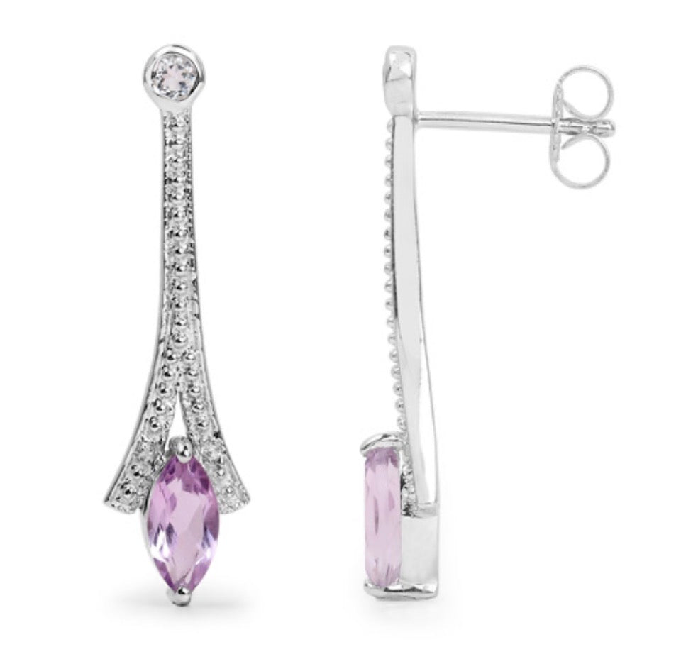 Sterling Silver 1.06 CTW Amethyst Earrings