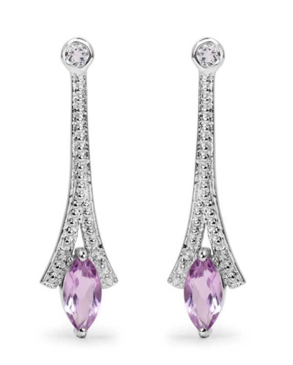 Sterling Silver 1.06 CTW Amethyst Earrings