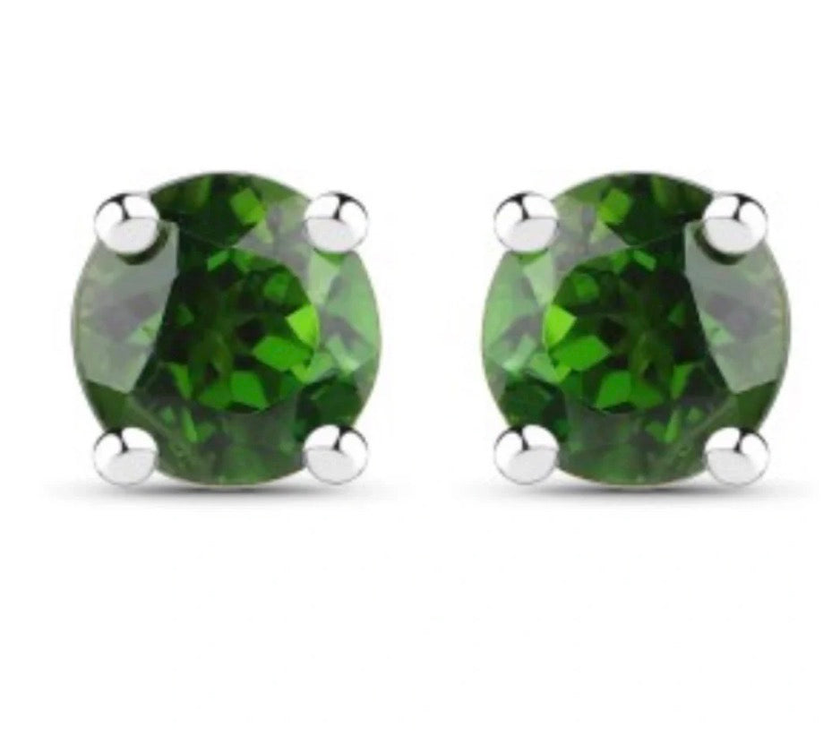 Ladies Sterling Silver Chrome Diopside Earrings