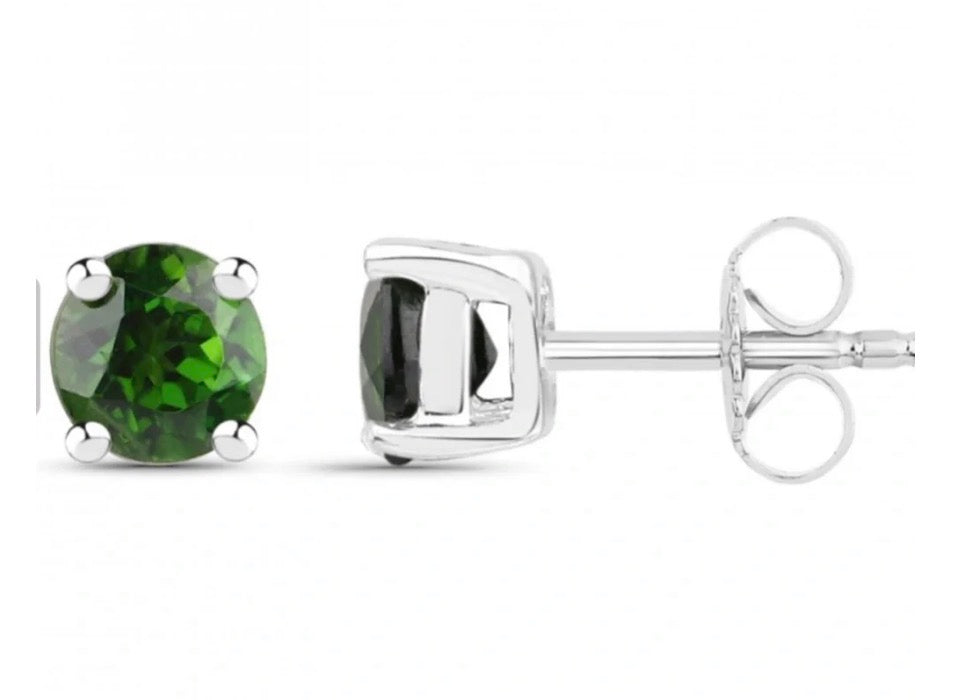 Ladies Sterling Silver Chrome Diopside Earrings